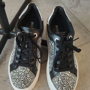 Michael Kors Women's Black and Silver Studded Sneakers